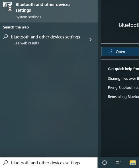 bluetooth and other devices settings