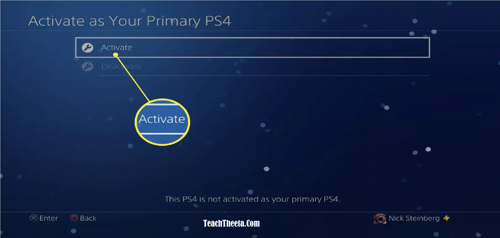 Active your primary PS4