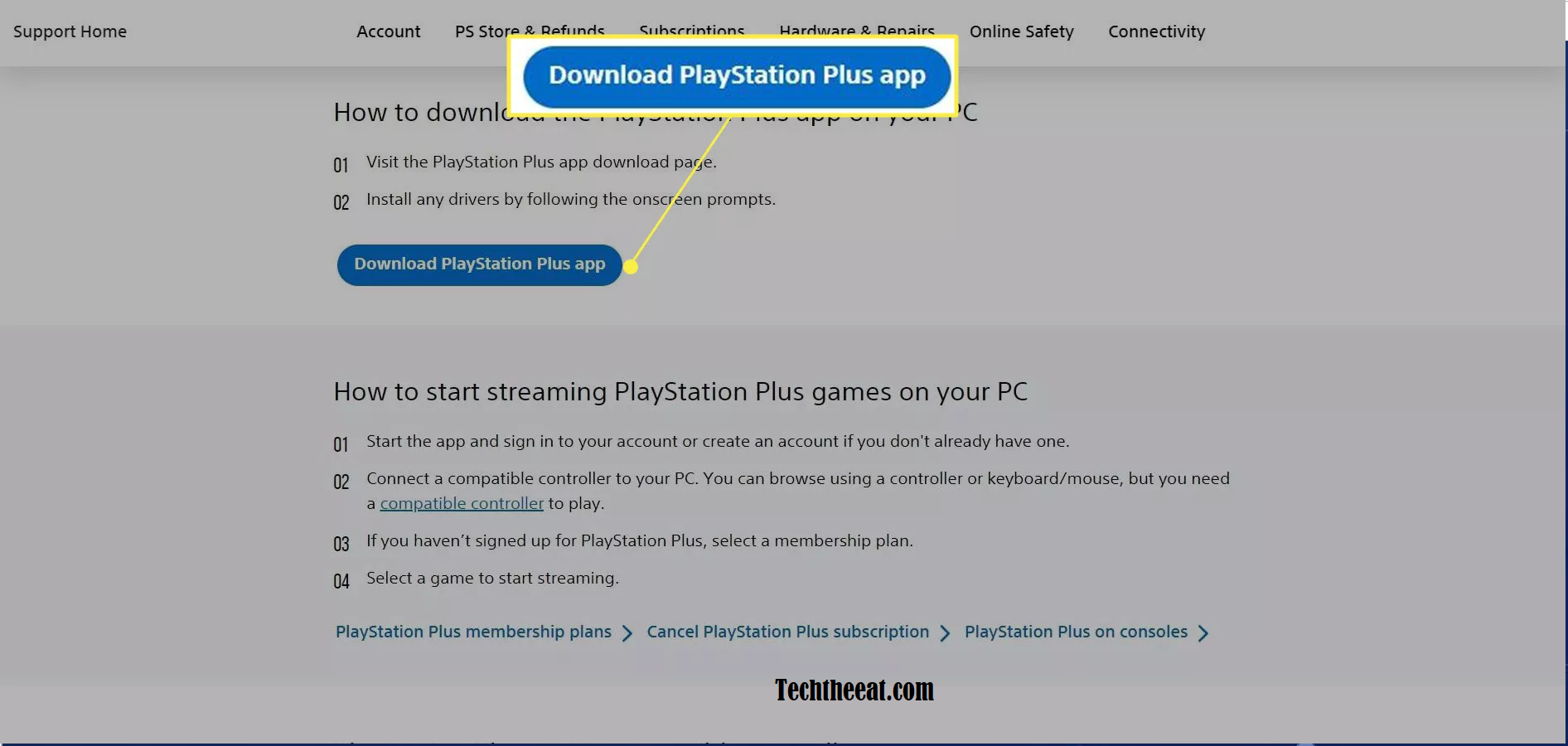 Playstations PS Plus PC site and click Download PlayStation Plus app.