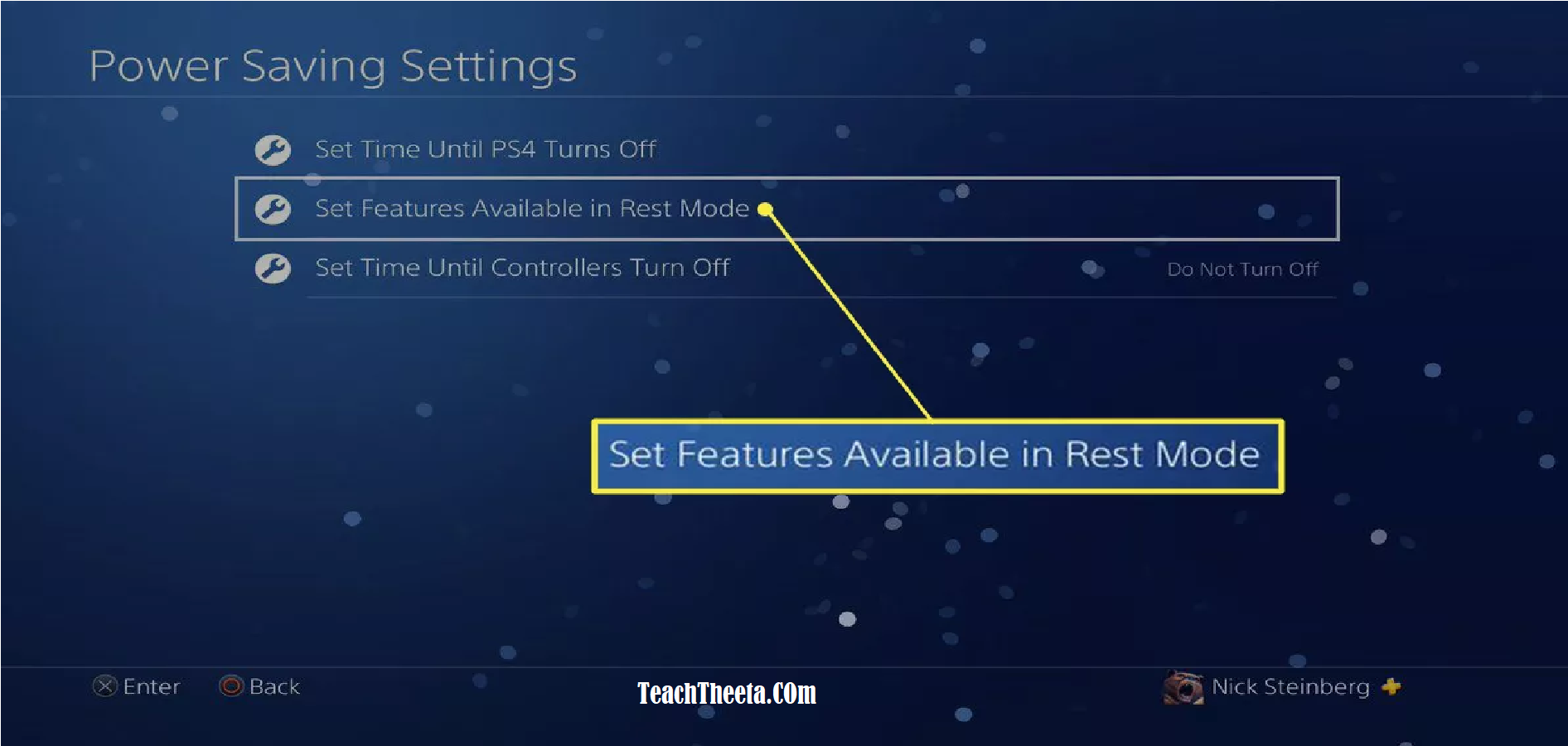 Select Set Features Available in Rest Mode